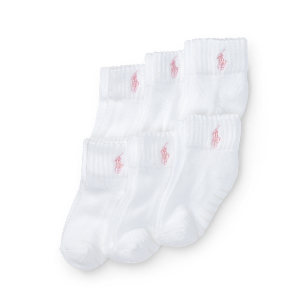 White Sport Quarter Sock 6-Pack Girls 2-6x 1