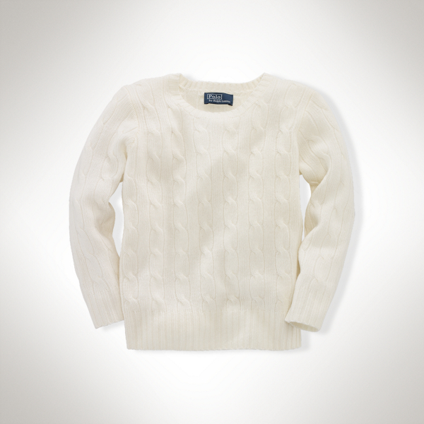 Warm White Cabled Cashmere Sweater Children 2