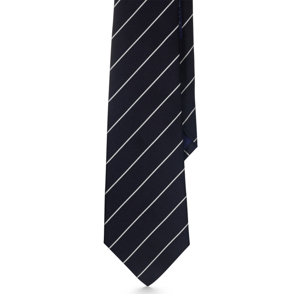 Navy Striped Silk Satin Tie Purple Label 1