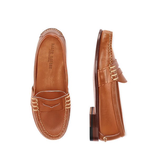 Tan Edric Calfskin Penny Loafer Child 5