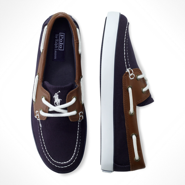 Navy/Tan Sander Boat Shoe Junior 5