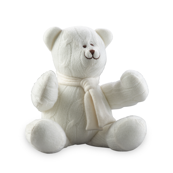 White Medium Cable Cashmere Bear Baby Girl 1