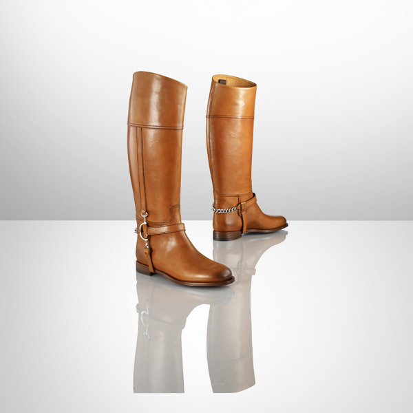 Tan Calf Chain Sandra Riding Boot Ralph Lauren Collection 2