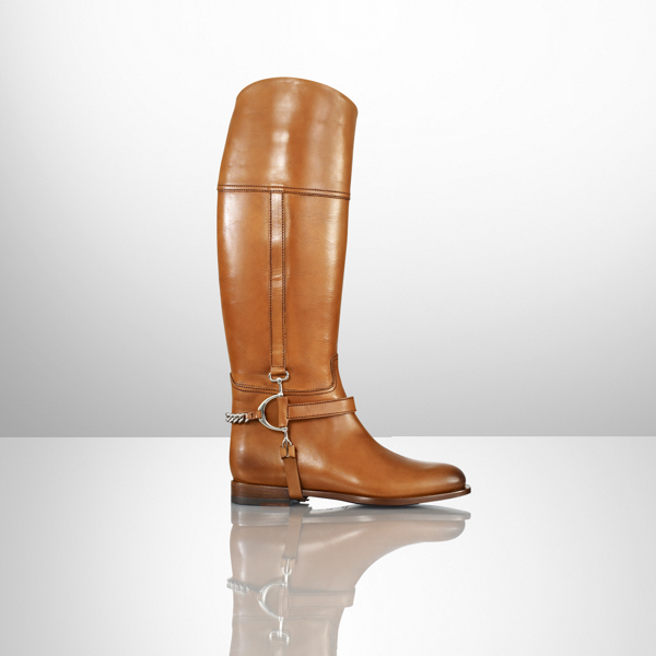 Tan Calf Chain Sandra Riding Boot Ralph Lauren Collection 1
