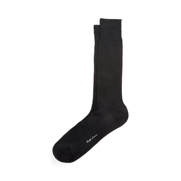 Black Merino Wool-Blend Slack Socks Purple Label 1