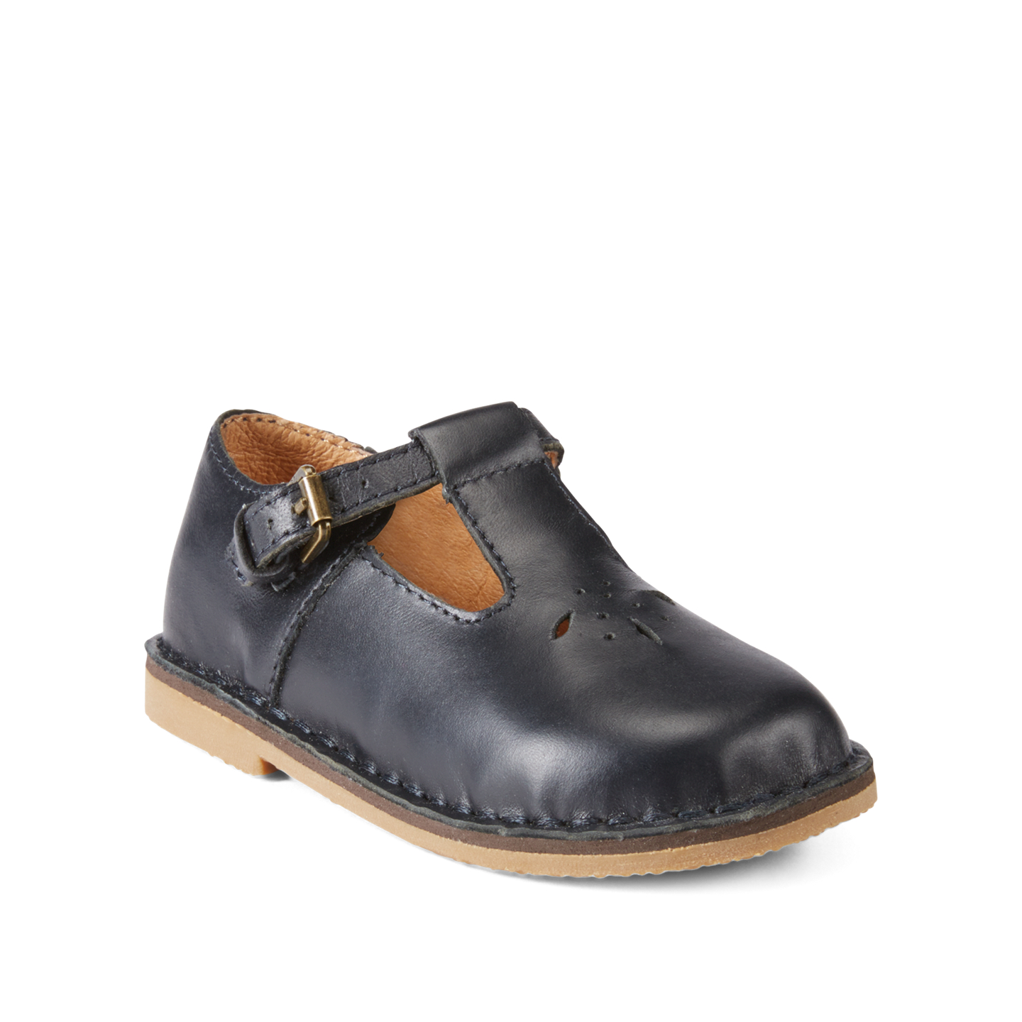Детские туфли Ralph Lauren School T-Strap Leather, цвет: Тёмно-синий кожаный — фото 1