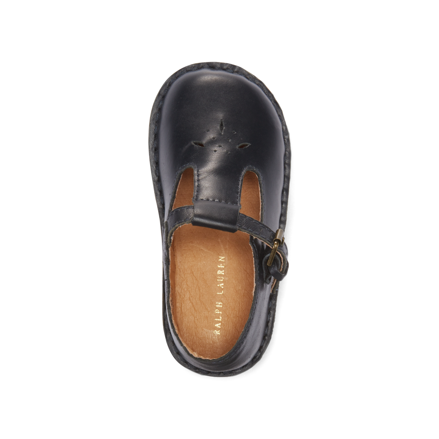 Детские туфли Ralph Lauren School T-Strap Leather, цвет: Тёмно-синий кожаный — фото 2