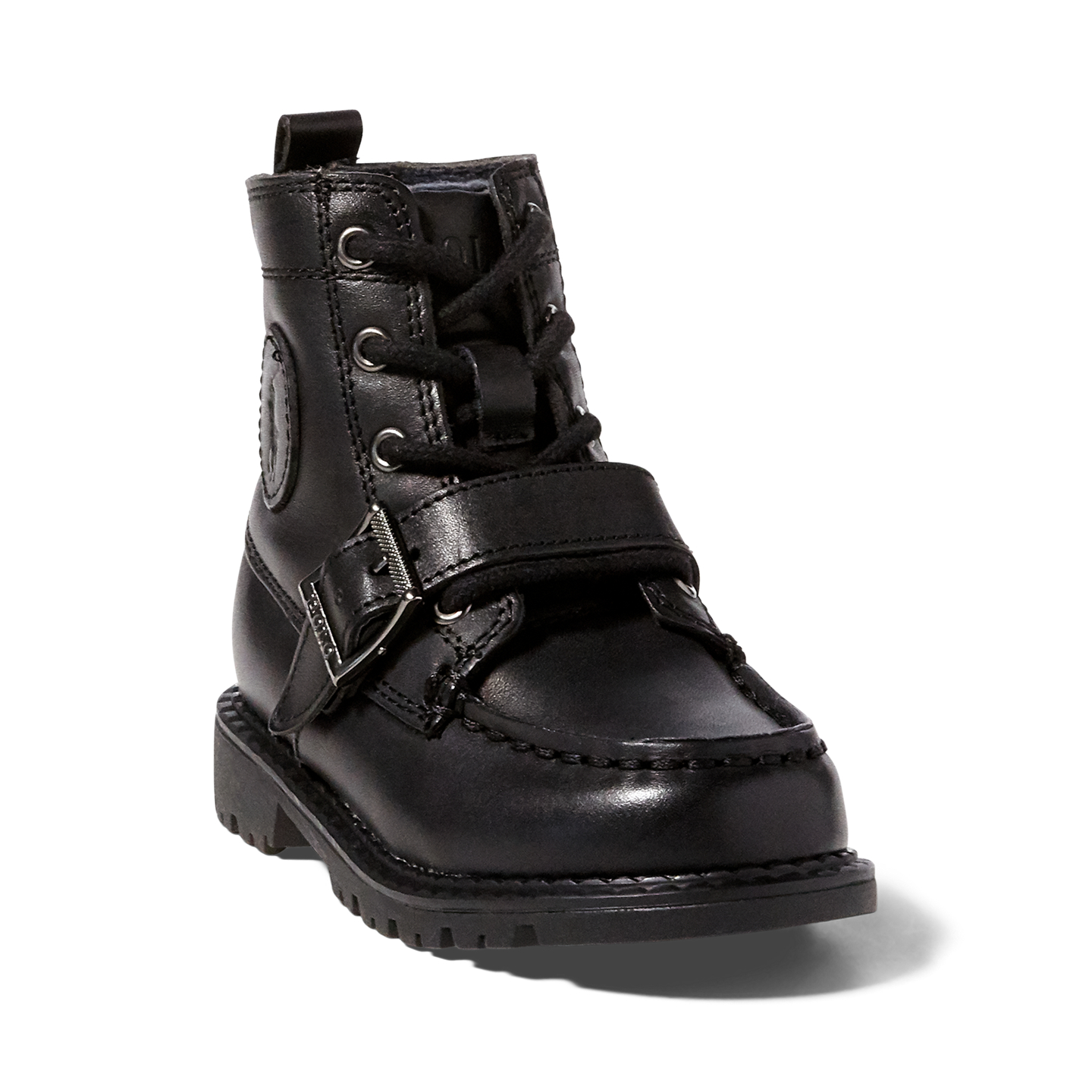 Детские ботинки Ralph Lauren Leather Ranger Hi II, цвет: Чёрный кожаный — фото 1