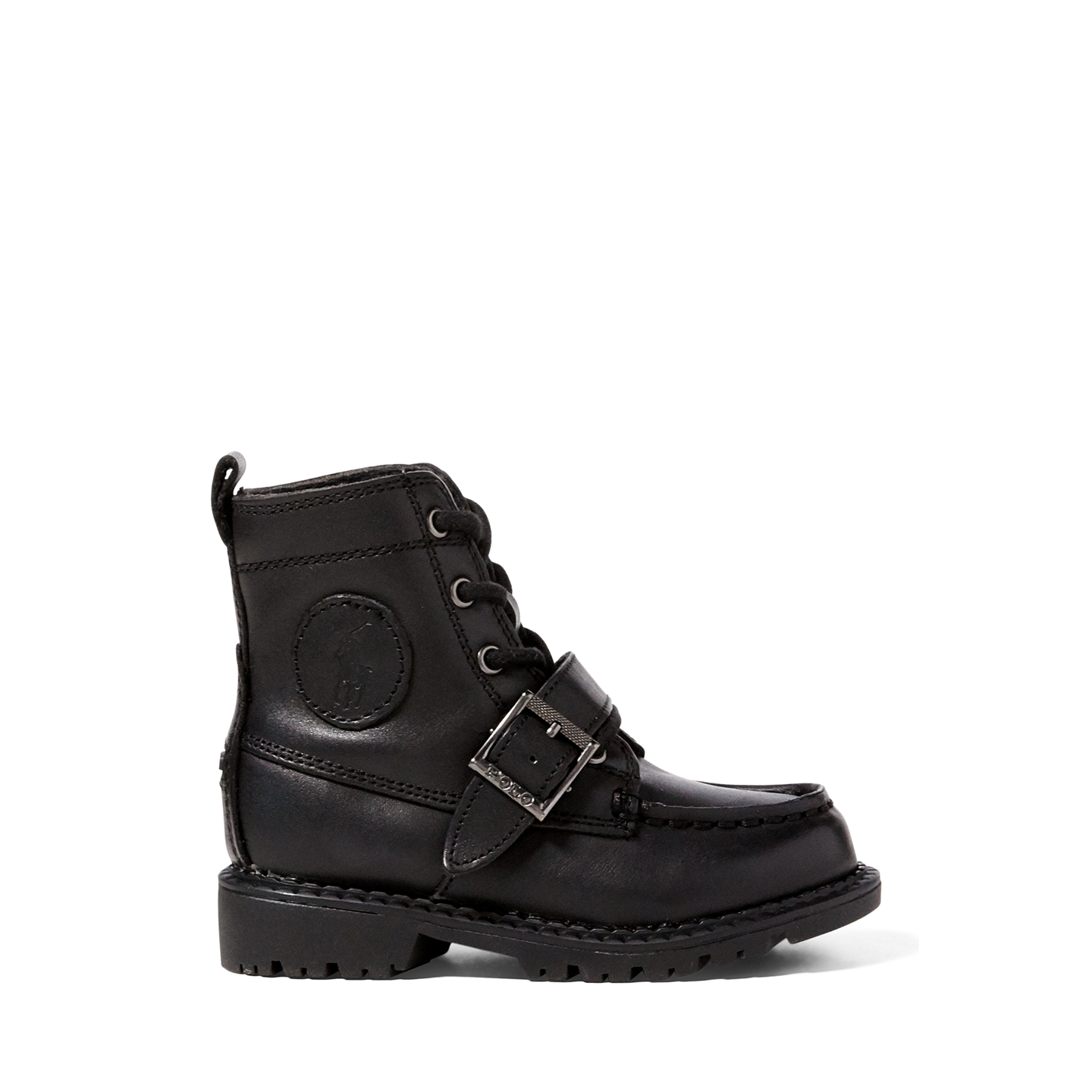 Детские ботинки Ralph Lauren Leather Ranger Hi II, цвет: Чёрный кожаный — фото 3