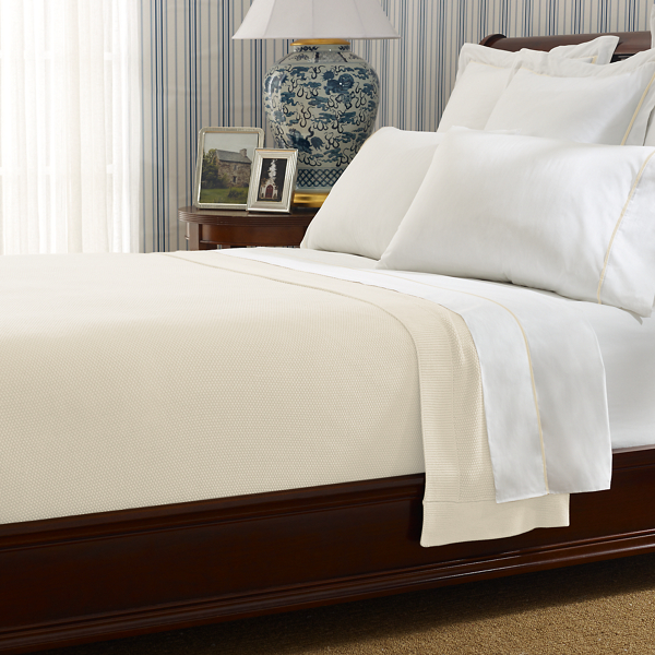 Regatta Cream Seed-Stitched Bed Blanket Ralph Lauren Home 1