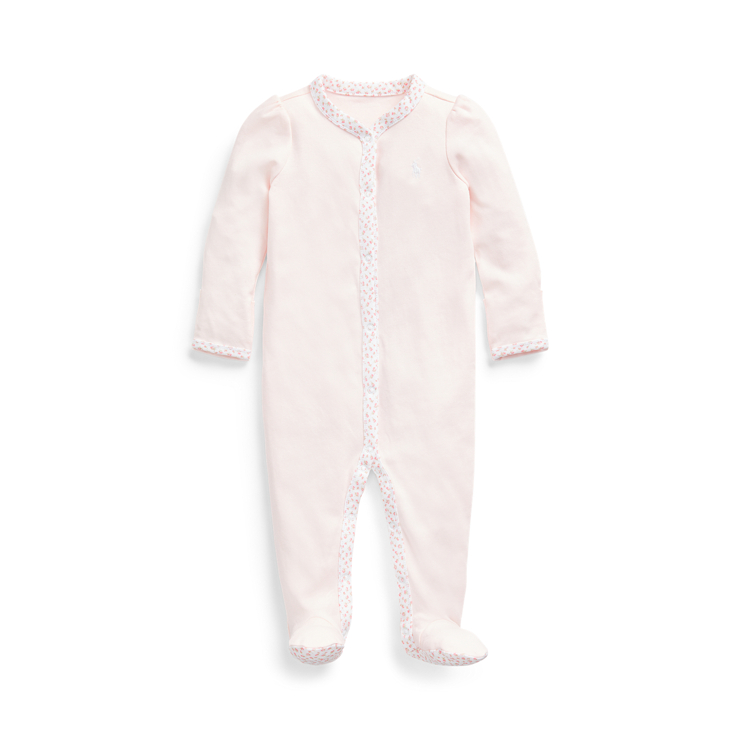Детский комбинезон Ralph Lauren Floral-Trim Footed Coverall, цвет: Розовый — фото 2