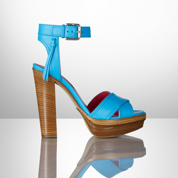 Turquoise Nappa Gerine Sandal Ralph Lauren Collection 1
