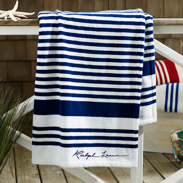 Cobalt Striped Terry Beach Towel Ralph Lauren Home 1