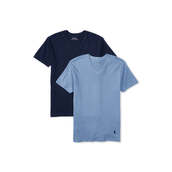Blue Solid Cotton V-Neck 2-Pack Boys 1