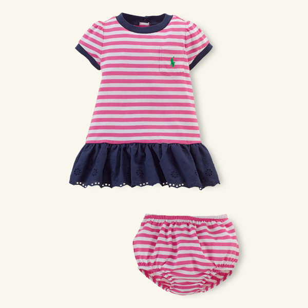 Madison Pink Multi Eyelet Ruffled Cotton Dress Baby Girl 2