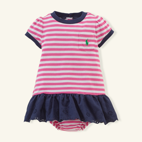 Madison Pink Multi Eyelet Ruffled Cotton Dress Baby Girl 3