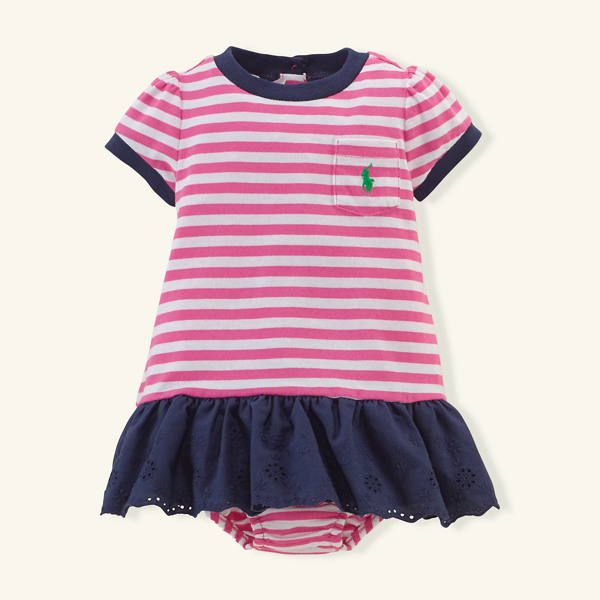 Madison Pink Multi Eyelet Ruffled Cotton Dress Baby Girl 1