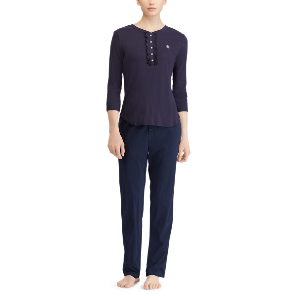 Windsor Navy Ruffled-Trim Henley Lauren 2
