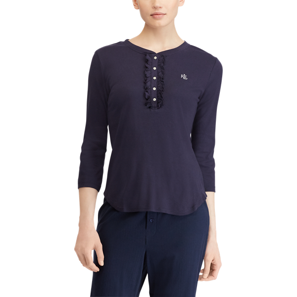 Windsor Navy Ruffled-Trim Henley Lauren 3