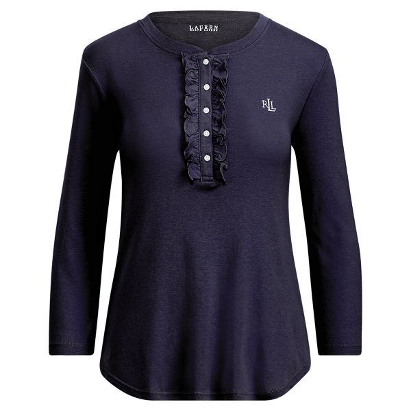Windsor Navy Ruffled-Trim Henley Lauren 1