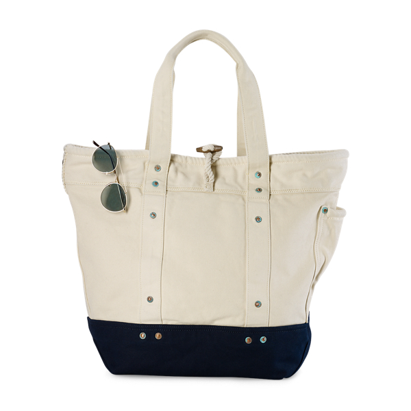 White Canvas East Hampton Tote Polo Ralph Lauren 2