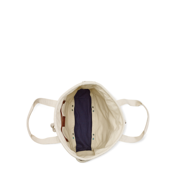 White Canvas East Hampton Tote Polo Ralph Lauren 3