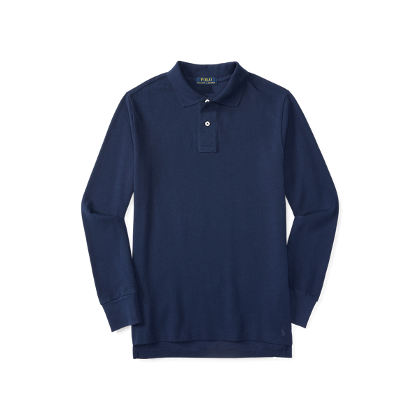 Newport Navy Cotton Long-Sleeve Uniform Polo Shirt Boys 8-20 1