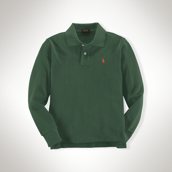 Northwest Pine Green Custom-Fit Long-Sleeved Polo Boys 8-20 1
