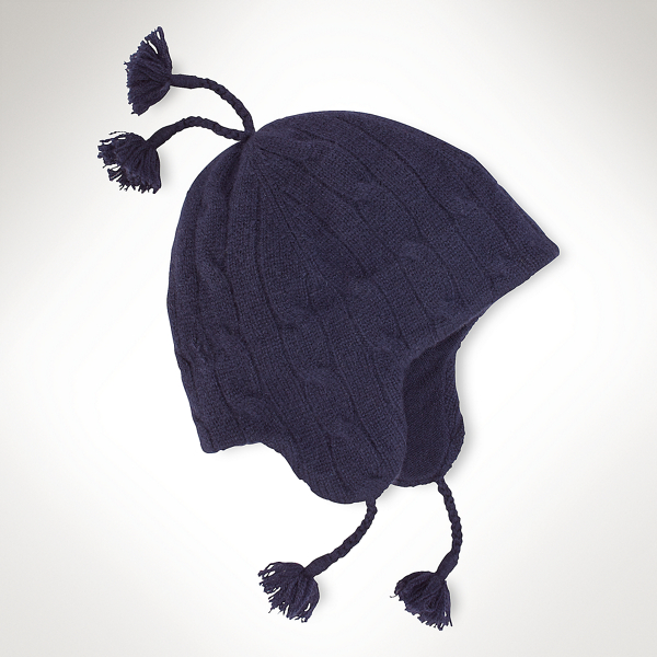Hunter Navy Cable-Knit Cashmere Hat Boys 2-7 1