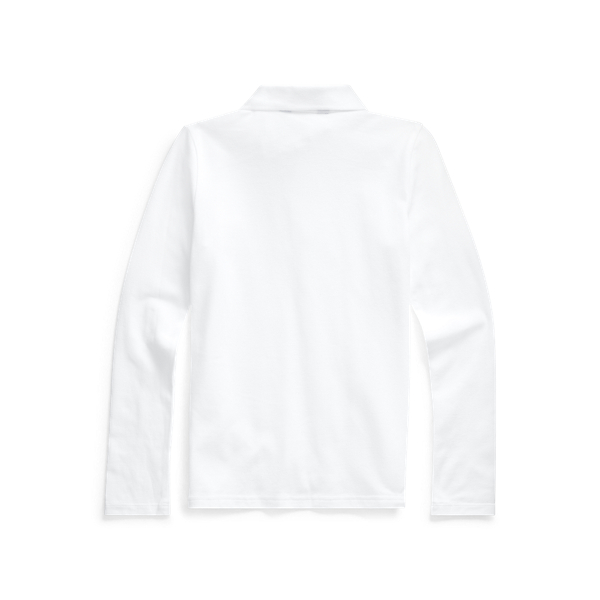 White Long-Sleeve Uniform Polo Shirt Girls 7-16 2