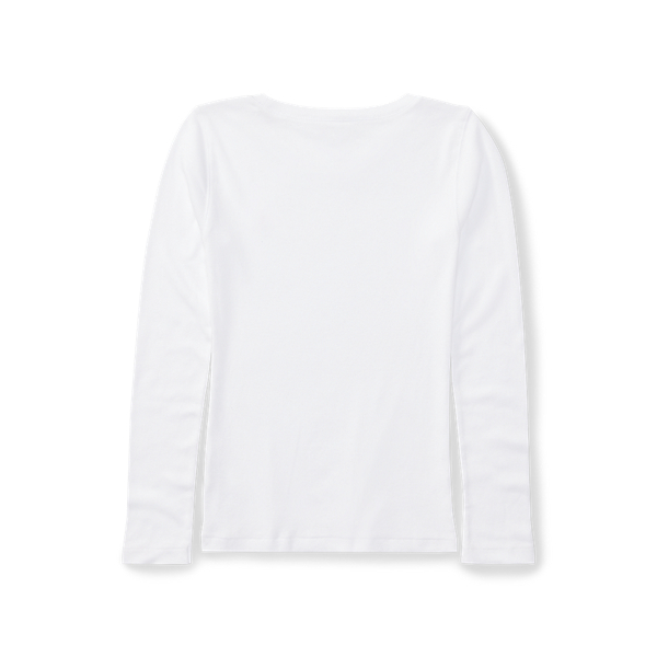 White Cotton-Blend Long-Sleeve Tee Girls 7-16 2