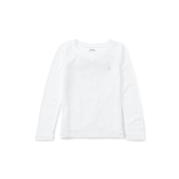 White Cotton-Blend Long-Sleeve Tee Girls 2-6x 1