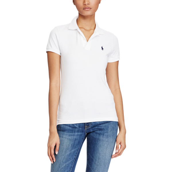 Polo en coton piqu&eacute; coupe skinny Polo Ralph Lauren en Blanc 3