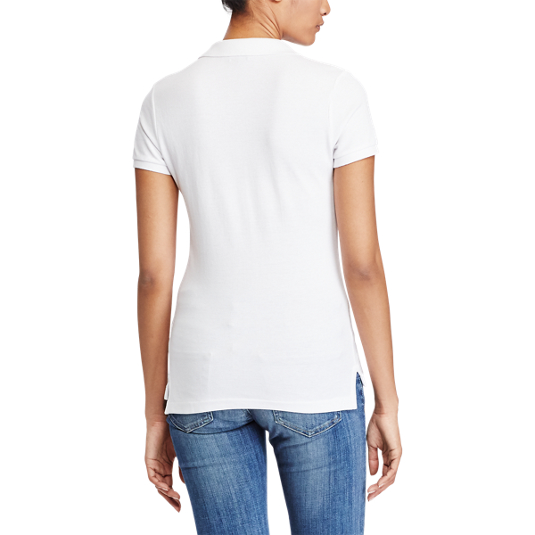 Polo en coton piqu&eacute; coupe skinny Polo Ralph Lauren en Blanc 4