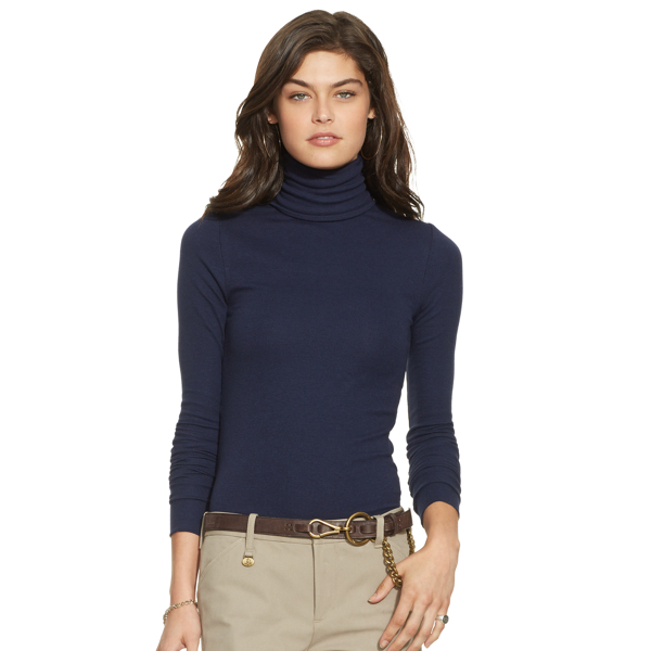 Navy Stretch Cotton Turtleneck Polo Ralph Lauren 1