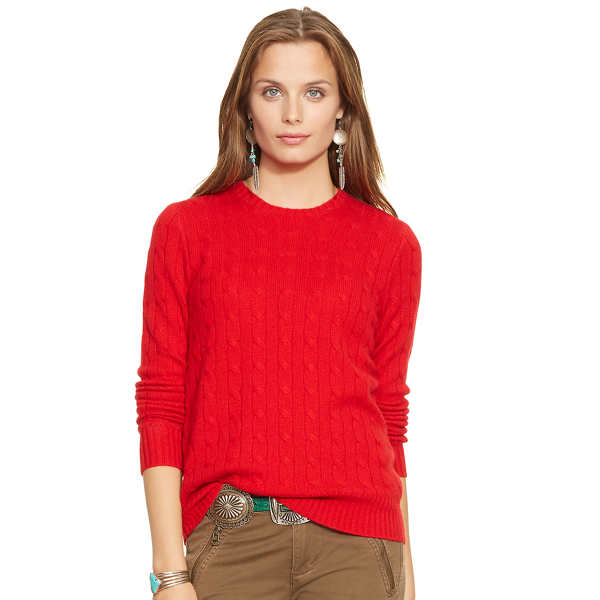 Fall Red Cable-Knit Cashmere Sweater Polo Ralph Lauren 1