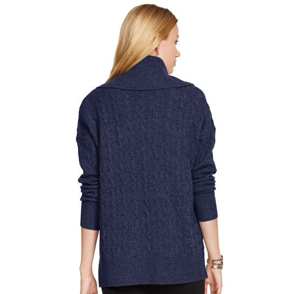 Hunter Navy Cable Wool-Cashmere Turtleneck Polo Ralph Lauren 2
