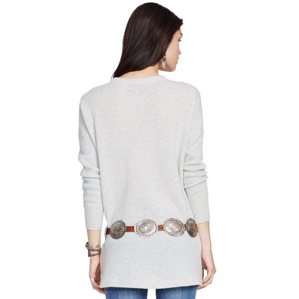 Pearl Grey Waffle-Knit Cashmere Sweater Polo Ralph Lauren 2
