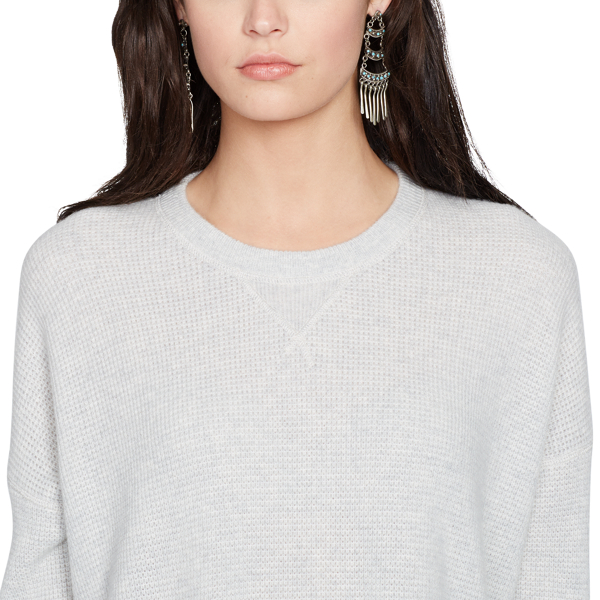 Pearl Grey Waffle-Knit Cashmere Sweater Polo Ralph Lauren 3