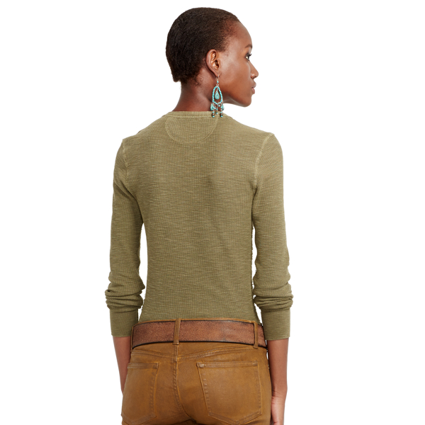 Defender Green Waffle-Knit Henley Shirt Polo Ralph Lauren 2