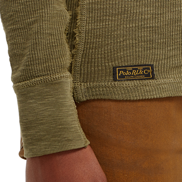 Defender Green Waffle-Knit Henley Shirt Polo Ralph Lauren 4