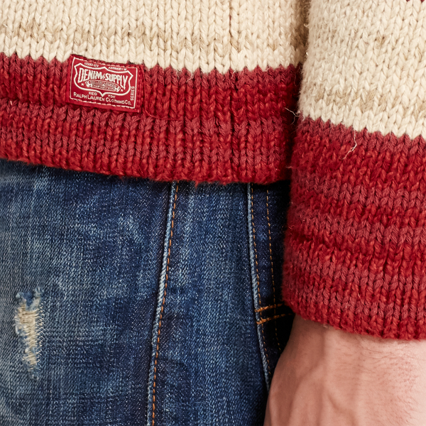 Red/Cream/Blue Flag Shawl-Collar Cardigan Polo Denim & Supply 4