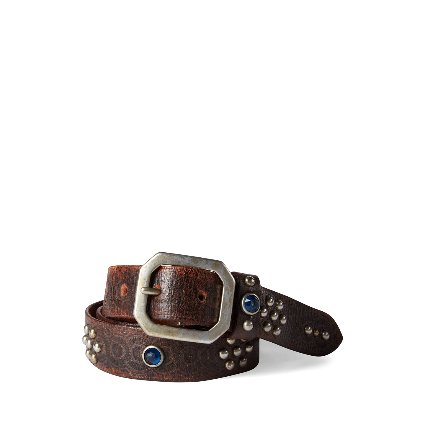 Мужской ремень Ralph Lauren Studded Leather, цвет: Винтажный чёрный — фото 2