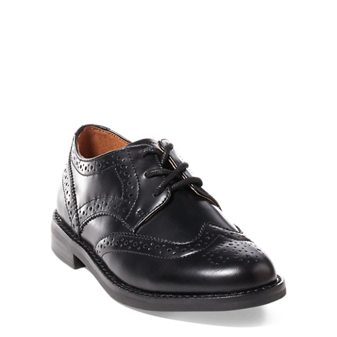 Детские туфли Ralph Lauren Leather Wingtip Oxford, цвет: Чёрный