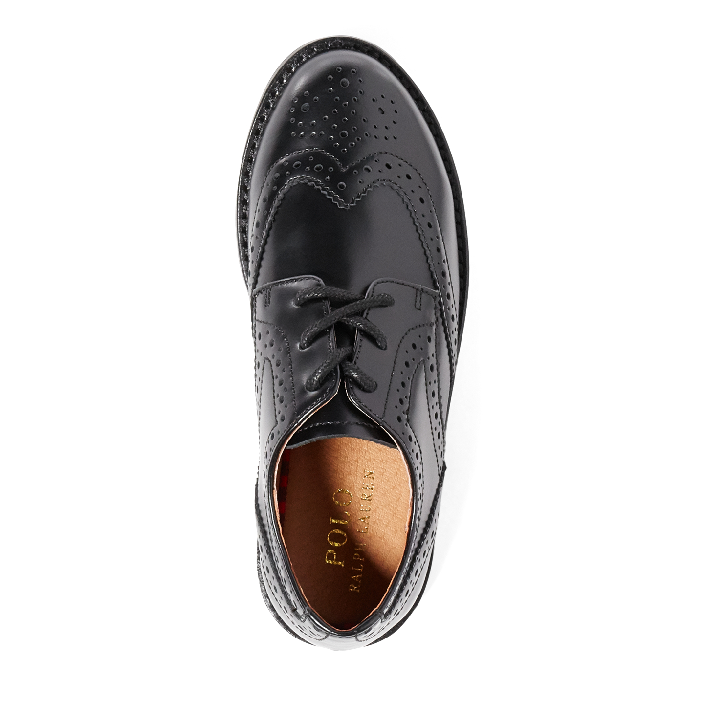 Детские туфли Ralph Lauren Leather Wingtip Oxford, цвет: Чёрный — фото 2