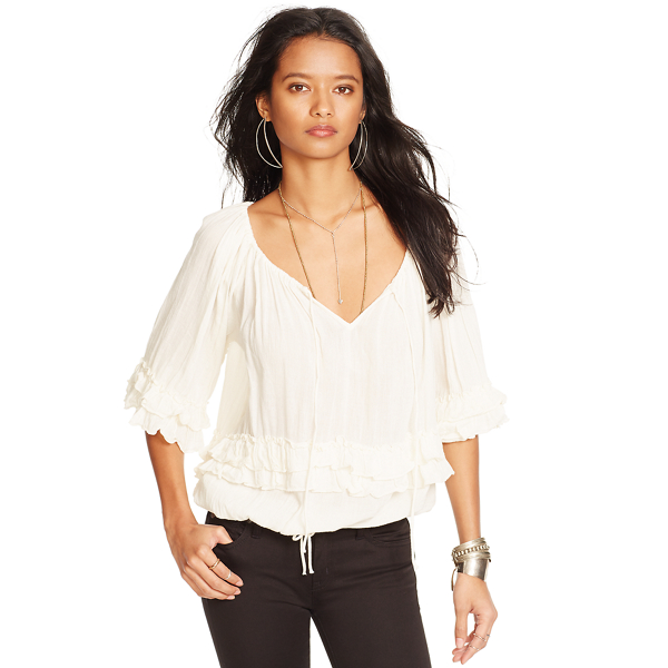 Ruffled Boho Top Polo Denim & Supply 1