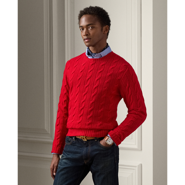 Cable knit cashmere sweater ralph lauren on sale