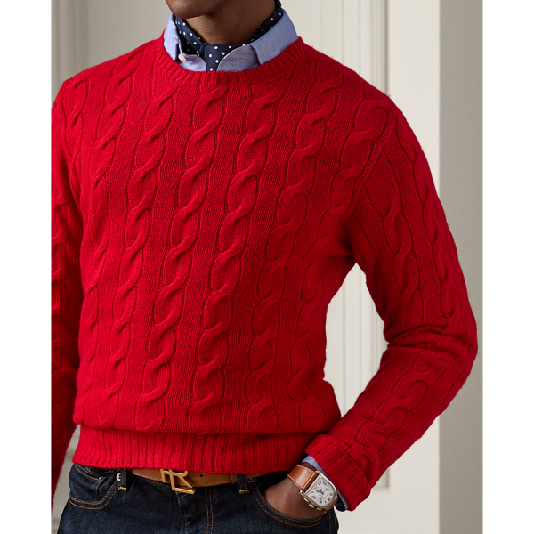 Ralph Lauren hotsell Polo men small wool cashmere red cable knit men sweater red