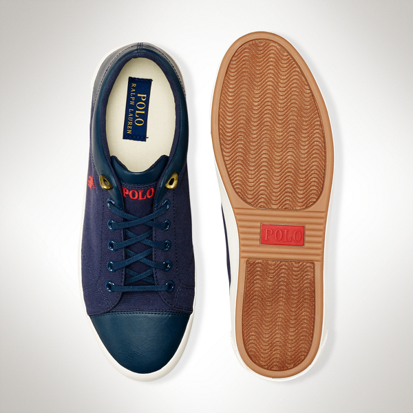 Marine Blue Canvas-Leather Jerom Sneaker Polo Ralph Lauren 2