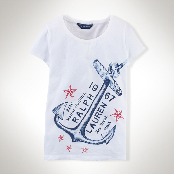 White Nautical Cotton Graphic Tee Girls 7-16 1